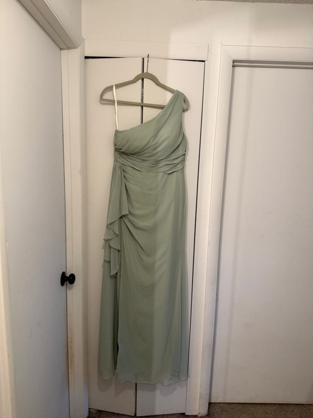 Azazie “Maive” Dress in Dusty Sage One-Shoulder Green Evening Dress